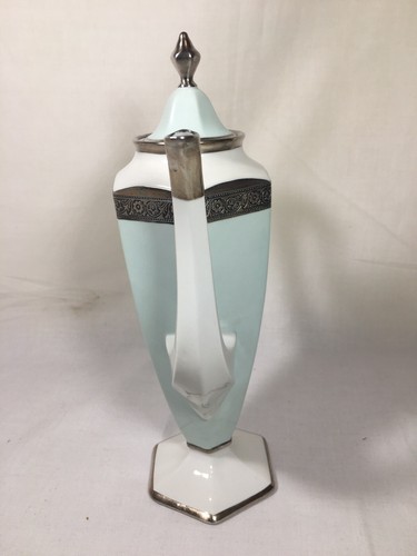 Antique B & C Limoges Elegant 2.5 Cup Seafoam Green & Silver 10.5 Inch TEAPOT - Picture 5 of 11