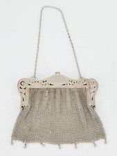 Antique Sterling Silver Mesh Purse Hand Bag Shoulder Bag ZC2-30