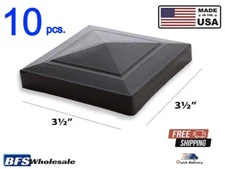 Plastic Fence  Post  CAP  3.5 x 3.5 inch, Black,  10  pcs. USA made, Heavy Duty