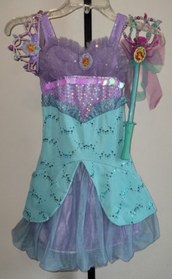 Disney Store Costume 4 XS Little Mermaid Ariel Sequin Dress Tiara Wand Lot