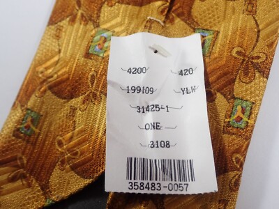 ロー ROBERT TALBOTT BEST OF CLASS GOLD BROWN w/ BLUE FLORAL 100% SILK