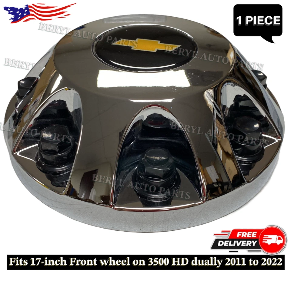 2011-2021 S.I.L.V.E..R.A.D.O 3500HD CHROME FRONT HUB CAP 8 LUG  GM #  95 9 78 01 - Image 2 of 2