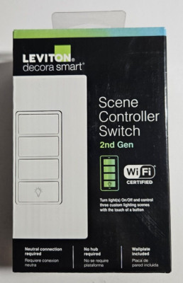 Leviton - R02-D2SCS-1RW - Decora Smart Wi-Fi 2nd Gen Scene Controller Switch