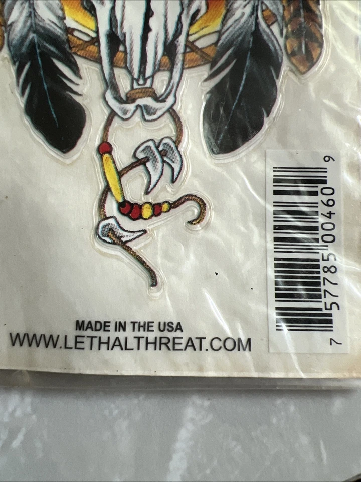 2 decalques vintage de motociclista caveira de vaca AMEAÇA LETAL 2003 original lacrado 3,75 x 2,25” - Imagem 4 de 4