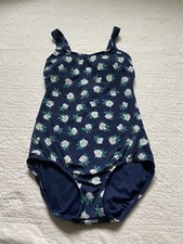 Draper James x Lands End One Piece Swimsuit 4L 4 LONG Deep Sea  White Magnolia