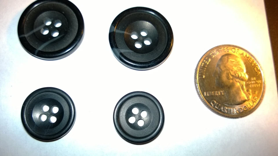 Vintage Lot 43 "BLACK WITH GRAY" COLOR ,Medium & Small (13+30) Buttons - Image 2 of 3