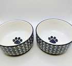 Set of 2 Black Arrow Signature Housewares Ceramic Pet Bowls Dog Cat 3"x6"