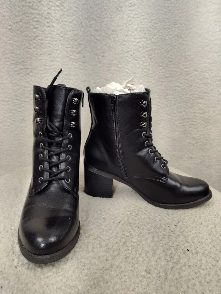 Sonoma товары для жизни женщин ботинки 9 М черный Pu кожи шнурует вверх боя ботинки обуви - Изображение 4 из 4