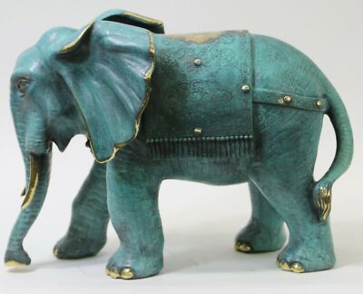 Vintage Antique Style 100% Real Bronze Sculptural Elephant Walking Figurine Stat