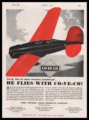 1930 Port Orford Cedar Marshfield Oregon Coos Bay Coveco Plane Plywood Print Ad