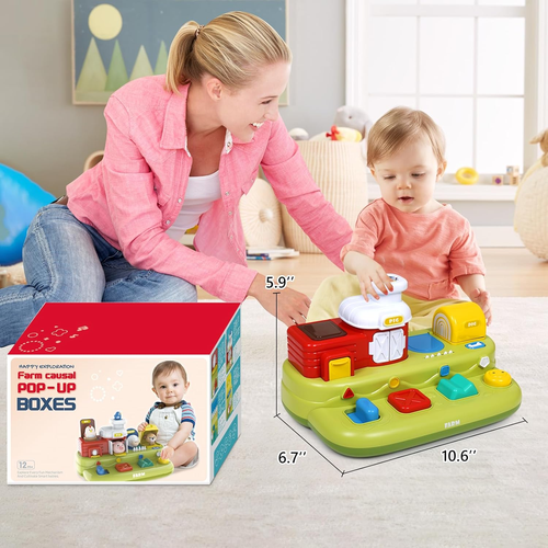 Interactive Pop Farm Animal up Toys with Music Sounds Montessori Cause and Effec - Picture 5 of 12