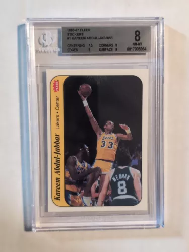 1986 Fleer Sticker #1 Kareem Abdul-Jabbar BGS 8 NM MINT