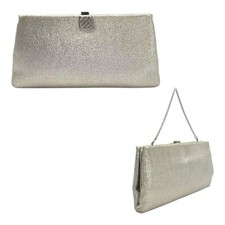 Vintage 50s HL USA Clutch Handbag Evening Bag Special Occasion SILVER LAME NOS
