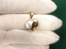 N/M COND LADY'S GIRL'S 14K YELLOW  WHITE GOLD PUFFY HEART PENDANT  GF NECKLACE