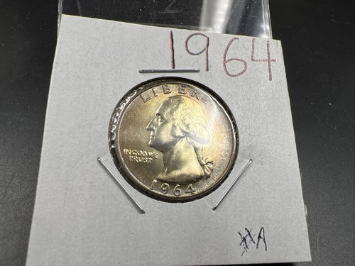 1964 P Washington 25c Silver Quarter Coin Neat Toning CH BU UNC SKU#AB - Picture 4 of 9