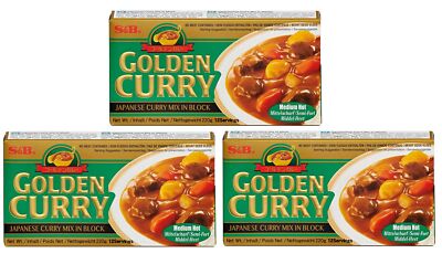 3er Pack S&B GOLDEN CURRY Japanisches Curry Mix in Würfel (3x 220g) Mittelscharf