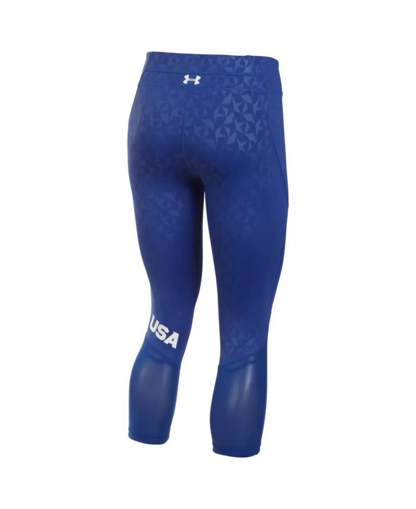 NWT 80 Women s Under Armour UA Mirror Crop USA Pants Bauhaus Blue