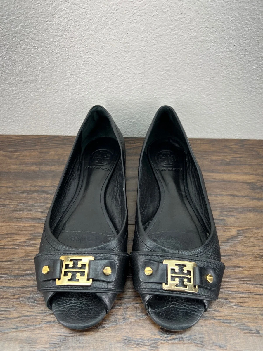Tory burch peep toe flats sales