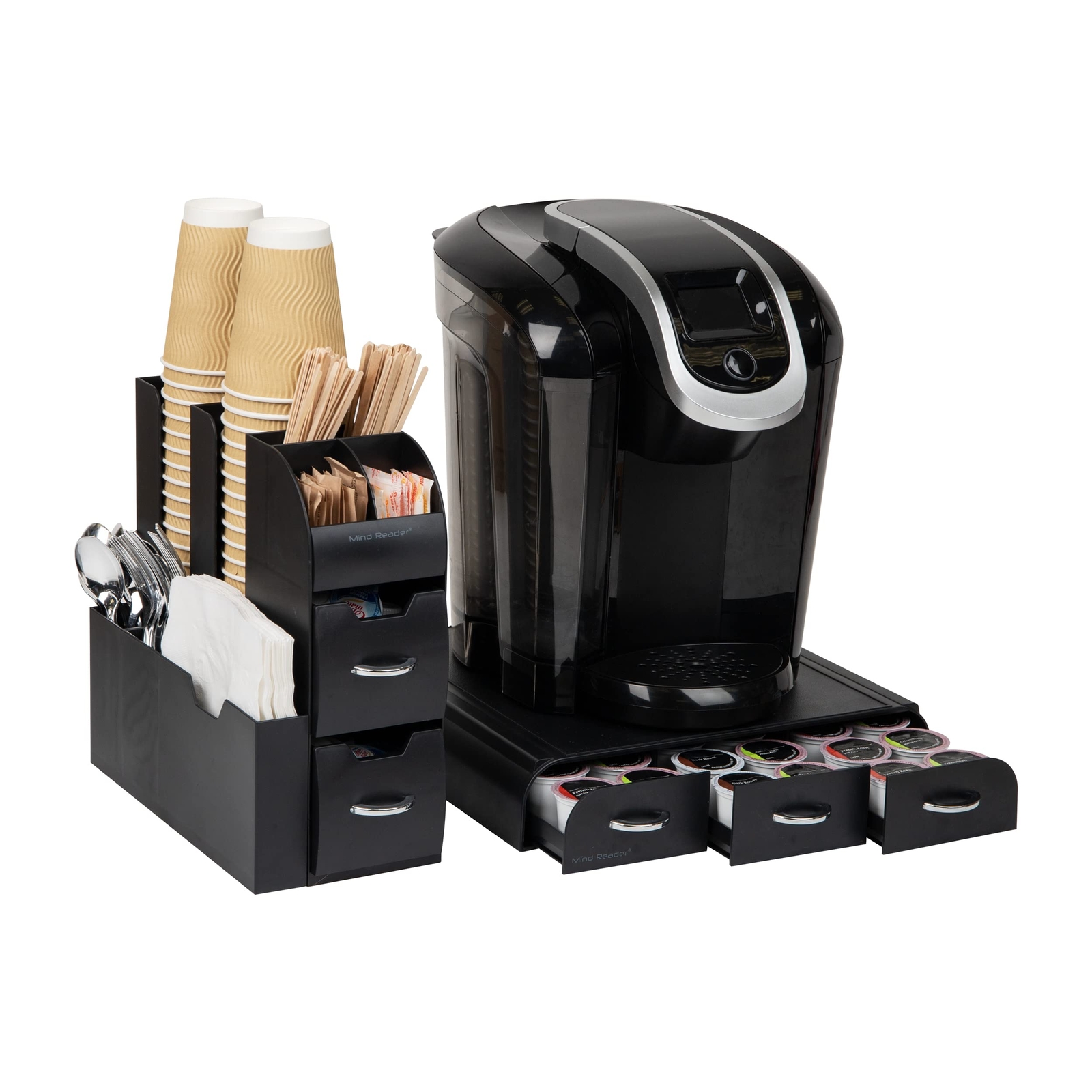 Compact 36-Pod Coffee Drawer and Cup Condiment Set, 2-Piece