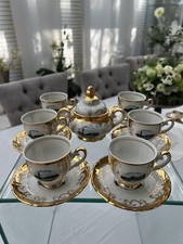 6 Espresso Tassen mit Untertassen, Venezia mit Zuckerdose Service Venedig