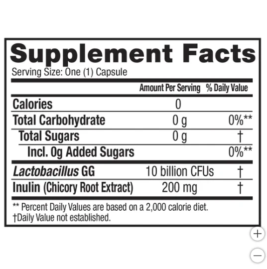 Probiótico diario digestivo Culturelle 80 cápsulas 10 mil millones de UFC Lactobacillus GG Foto 3 de 4