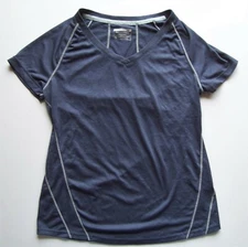 Womens Layer 8 Performance Qwick-Dry Gray V-Neck Activewear T-Shirt Top Size S