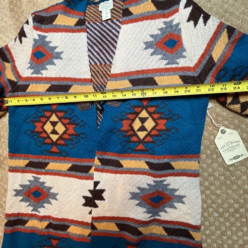 Telluride Clothing Company Long Cardigan Sweater SZ L Southwestern Aztec Cowgirl - Picture 12 of 15
