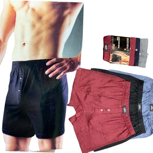 Boxers Shorts Button Fly Men's Underwear High Impact Rich Cotton S M L