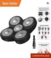5-Pack Bald Head Shaver Blades with Cleaning Brush - Seamless Grooming Solution