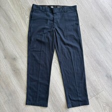 Dickies Mens Navy Blue Flat Front Straight Leg Flex Slim Fit Work Pants Sz 38x32
