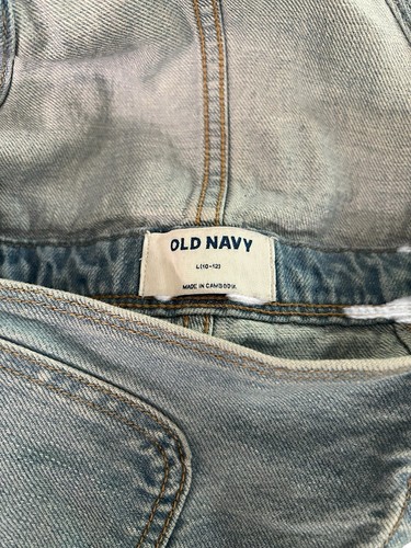 Old Navy Youth Girls Short Overalls Size L 10/12 Distressed Adj Straps - Picture 5 of 5