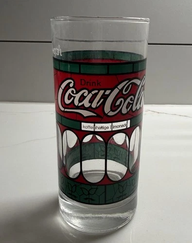 Vintage Tiffany-Style Stained Coca-Cola Drinking Glass Tumbler