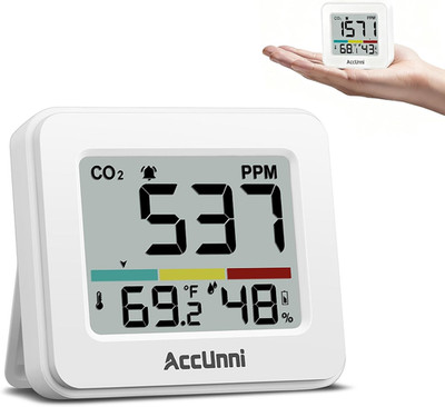 CO2 Monitor Air Quality Monitor Indoor Battery Powered, Portable Temperature Hum