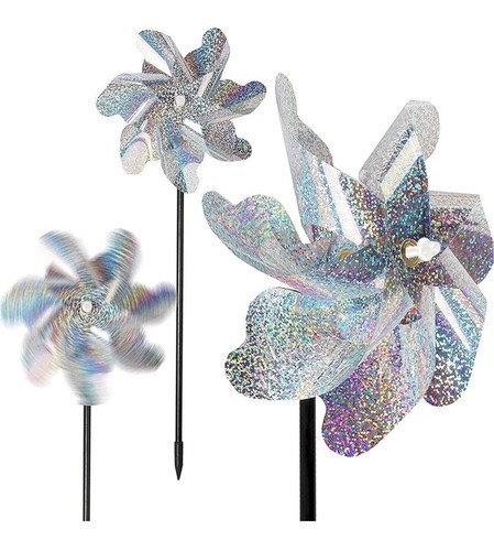 15pcs Silver Bird Repellent Reflective Bird Scarer Windmill Reflection Pinwheel - Bild 2 von 7