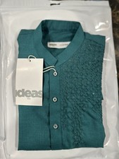 Ideas Kids Boys Green Kurta Set with White Pants Size 4-5 Years