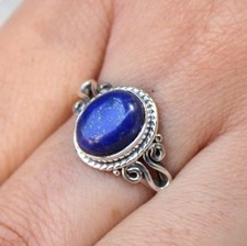 Handmade Lapis Lazuli Ring 925 Sterling Silver Gemstone Ring All Size R 570