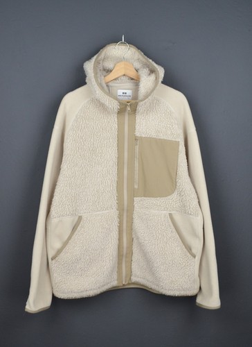 Uniqlo x White Mountaineering Fleece Jacket Hoody Cream Mens L Deep Pile