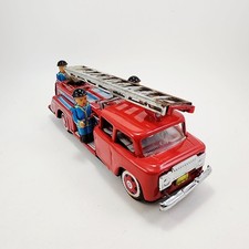 Vintage 1960s STI Tin Firefighting Toy Fire Engine Ladder Truck MF718 w/ Bells