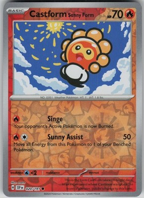 Castform Sunny Form Reverse Holo Common SV08: Surging Sparks 020/191 NM