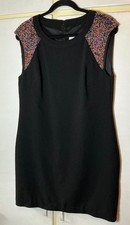 Trina Turk Little Black Dress Shift Women's Size 10 Sequin Beading Details