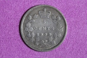 1900 Canada "Oval 0's" 5 Cents Silver Coin #M26669