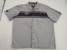 Harley Davidson Shirt Men's 2XL Gray Mechanic Embroidered Logo Patch Button Up