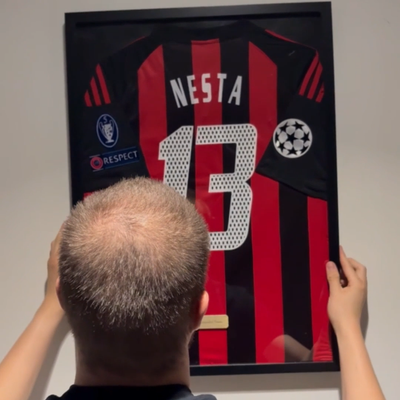 90s AC Milan NESTA soccerユニフォームゲームシャツ　S AC Milan Alessandro Nesta Jersey Framed, Alessandro Nesta