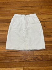 Vintage GAP Womens Skirt Size 7/8 Beige Cotton Twill Zip/Button Mini Pencil