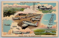 Vintage Pensacola Naval Air Training Center Linen Postcard 1955