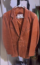 Vintage 70’s Brown Leather Blazer 38R Two-Button Notch Lined