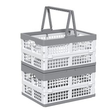 Collapsible Storage Crate With Handles 2 Packs 16 L Folding Plastic Crates