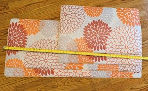 Set Of 4 Kitchen Mats, 2 47.5x18in, 2 30x18in, Orange Red White Grey, Brown Back