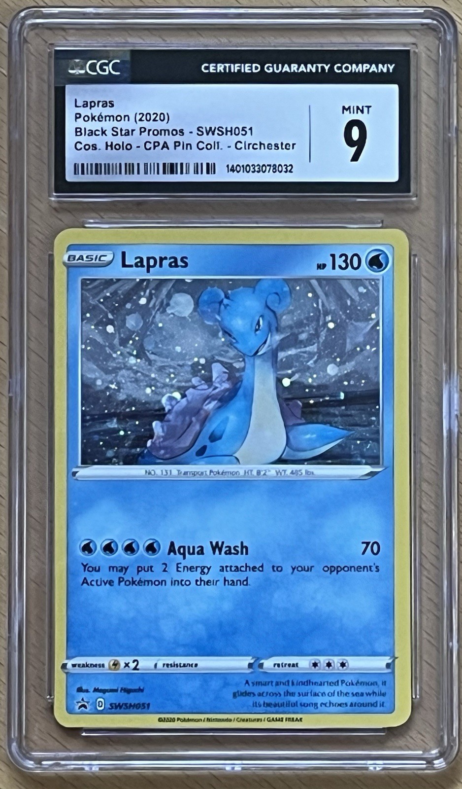 Pokémon TCG Lapras 2020 Black Star Promo SWSH051 Holo CGC 9 Mint