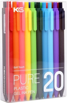 Kaco PURE Colored Gel Pens 0.5mm 20 Pieces Set Colorful Multi-color Ink Fine Poi